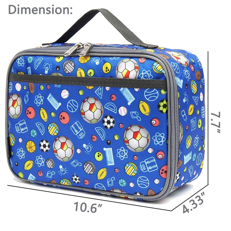 FlowFly Kids Lunch box Insulated Soft Bag Mini Cooler Back to School Thermal Meal Tote Kit for Girls, Boys,football - Image 3